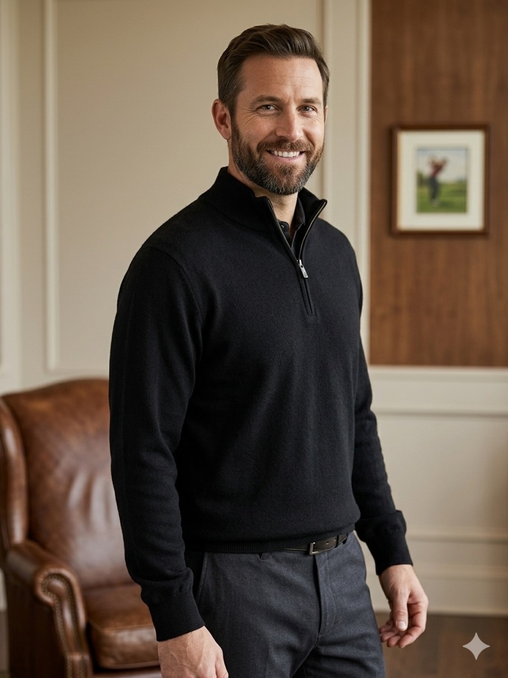 FootJoy Men's Black Half-Zip Sweater
